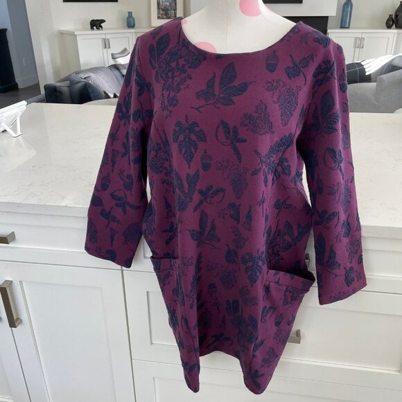 Joules Z_Rhona Boatneck Cotton Poly Print Mini Dress Pockets Purp Navy Sz 10 - Picture 11 of 11